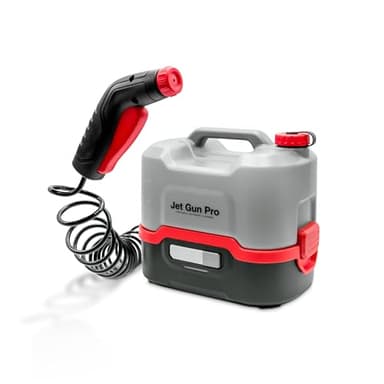 ERRECOM JET GUN PRO, Hidrolimpiadora portátil con batería, depósito de agua de 8 L, tubo espiral de 3 m, peso 2,1 kg