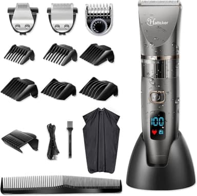 Hatteker Cortapelos por Hombre Maquina de Cortar el Pelo Cortadora de Pelo Barbero Electric Recortador de Barba y Precisión Waterproof