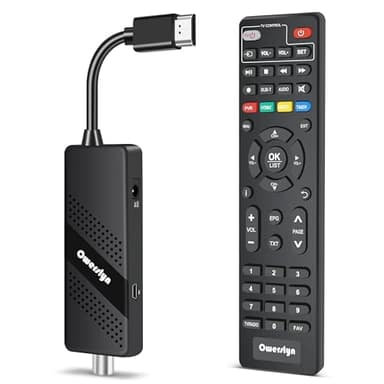 Decodificador TDT HD 2026 OWERSLYN, Receptor DVB-T2 TDT para TV Antigua, HDMI CEC, 1080P H.265 HEVC 10-bit, con Salida HDMI/AV, USB Mediaplayer, función PVR y Mando a Distancia IR 2 en 1