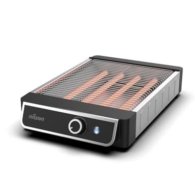 Nilson Life Tostador Plano de Pan, Horizontal, 1000 W, 6 Niveles de Tostado, Control Manual, Temporizador Digital, Tuesta y Cancela, Bandeja Recogemigas, Fácil Limpieza, NTS1000FL4, Cable 75 cm, Inox