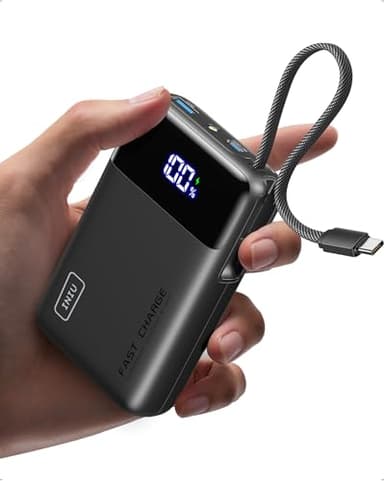INIU Power Bank, Pequeño 45W Carga Rapida 20000mAh Batería Externa con Cable USB-C Integrado, Apto para Avión, Esenciales de Viaje, Bateria Portatil Movil para iPhone 17 16, iPad, Samsung, Xiaomi etc