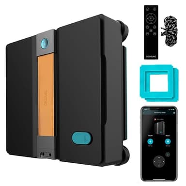 Cecotec Robot Limpiacristales con App y Mando Conga Windroid W50 Double Spray. Pulveriza, Limpia y Seca, 6300Pa, Diseño Cuadrado, 2 Mopas y 4 Sprays, 5 Modos, Doble Sistema de Seguridad