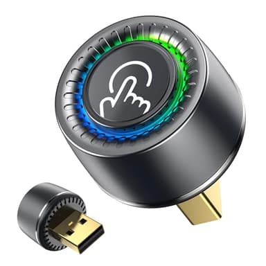 Adaptador CarPlay Inalámbrico - Cambio entre 2 Móviles con Botón, Android Auto Inalámbrico, Ultra Mini, Conexión Estable sin Sobrecalentamiento, Compatible con iPhone (iOS 10+) y Android 10+, USB-A/C