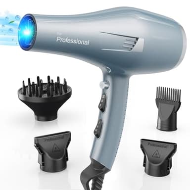 Secador Pelo Profesional Iónico de Uso Práctico, Secado Rápido y Control Preciso, 3 Temperaturas y 2 Velocidades con Aire Frío, Difusor y Concentrador, Apto para Mujeres y Hombres