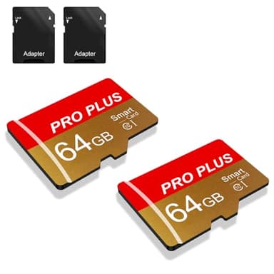 2 Pack Tarjeta De Memoria 64GB con Adaptador SD, SD Card, UHS-I C10 A1, TF Card para Tableta/Teléfono Móvil/Cámara/Audio CE Coche (TF162 64GB)