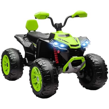 AIYAPLAY Quad Eléctrico para Niños 24V, Quad para Niños de 3-8 Años de 2 Plazas, con 2 Motores, Velocidad hasta 6,5 km/h, Ruedas con Suspensión, Faros, Bocina, Música, USB, Verde
