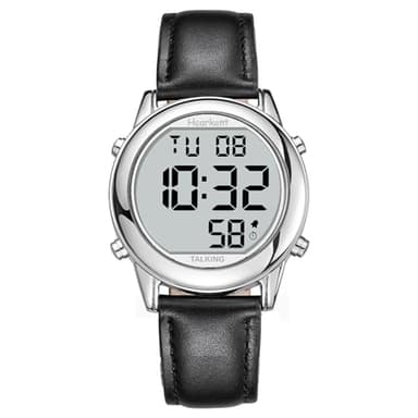 Hearkent Reloj Que Habla español para Personas Mayores o ciegas, Reloj parlante Digital, Regalo para Personas con Baja visión o discapacidad Visual(2117M Negro)