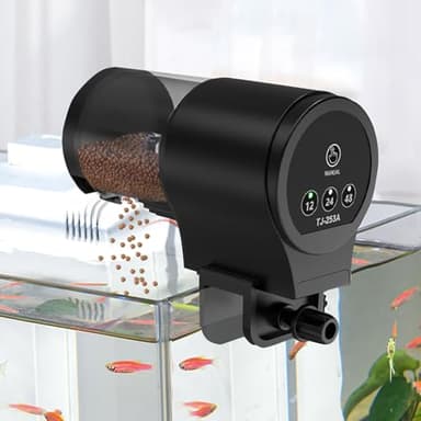 Dispensador automático de peces GERUI: capacidad de 100 ml, dispensador de alimentación de peces resistente a la humedad para acuario, tanque de peces