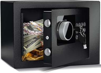 SINZUX Caja Fuerte，Cajas Fuertes para Casa，de Doble Safe Box，Para Seguridad en el Hogar, Almacenaje, Pequeña para Ahorros, Joyas o Dinero en Efectivo 6.6L