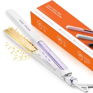 Faszin Plancha de Pelo Profesional Estrecha 2 en 1, Titanio con Iones, Calentamiento en 20s, Pantalla LCD, Para Alisar, Rizar y Estilizar con Precisión(Blanco)