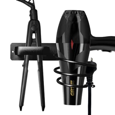GRT PRO Soporte Secador De Pelo,Soporte para Secador De Pared,2 En 1soporte para Secador De Pelo Y Plancha De Pelo Aluminio, Soporte para Secador De Pelo con para Cables para Peluquerías Y Baños