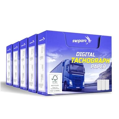 SWIPARO - Rollos de papel para tacógrafo certificado - Papel térmico para todos los tacógrafos digitales de camiones - 57/8 mm (15 unidades)