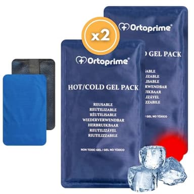 OrtoPrime PACK X2 Bolsas de Gel Frío y Calor para LESIONES Funda Protectora INCLUIDA - Bolsas Gel Frío y Calor REUTILIZABLE Bolsa frio calor Congelador y Microondas 26x15cm Cualquier Parte del Cuerpo