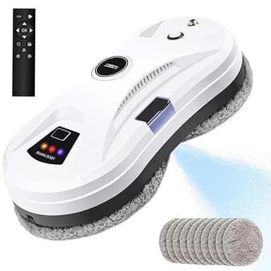 AHWOiHS Robot Limpiacristales Robot Limpiador Automático Electrico 5600pa Fuerte Potencia de Succión con automática de rociado de Agua para Grandes Ventanales Exteriores