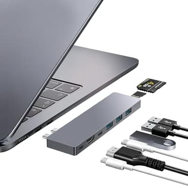 ZanBix USB C Hub, 8 IN 2 USB Adaptador para MacBook Pro Air，Thunderbolt 4 Dock 100W PD, 40Gbps, 4K HDMI, USB C 3.0, 3 USB A 3.0, Lector Tarjetas SD/TF, Compatible con MacBook M1/M2/M3/M4