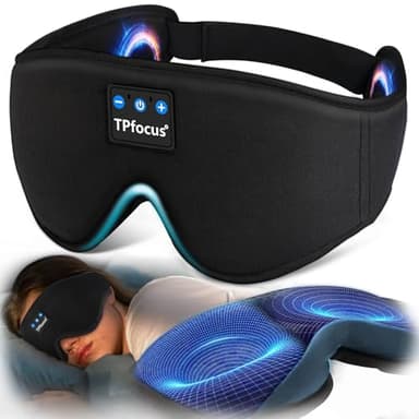 TPfocus 3D Antifaz Bluetooth ASMR Auriculares para Dormir Música Inalámbrica,Antifaces para Dormir Auriculares Ultrasuaves, Personas Que Duermen De Lado/Oficina/Viajes/Cumpleaños para Hombres Mujere
