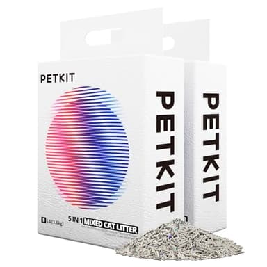 PETKIT Arena Mixta para Gatos 5 en 1, Enjuagable, Sin Olores, con Carbón Activado, Ultra Absorbente y de Secado Rápido(Dos Bolsas)