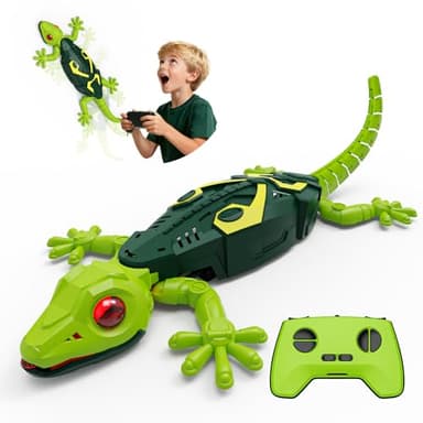 Yidoroye Gecko Trepador,Lagartija Teledirigida con Ojos LED,Lagarto Robot Juguetes,Control Remoto Lagarto Teledirigido de Pared con USB,Juguete Regalos para Niños de 3 a 9 años (Gecko-1)