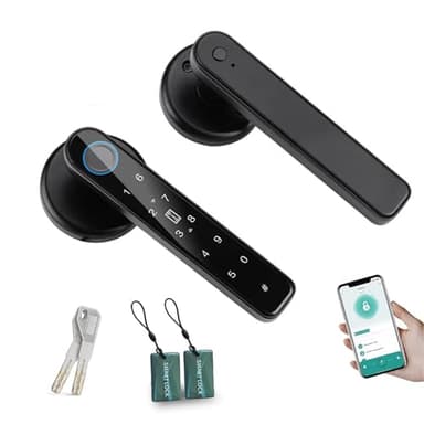 TEKXDD Cerradura Inteligente de Huellas Dactilares,6 en 1 Cerradura Electronica,Tuya App,IC Card, NFC, Huellas Dactilares,Contraseña Digital,Llave Mecánica