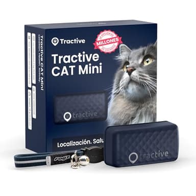 Tractive - Collar gato GPS Mini, Localización en tiempo real, Historial de ubicaciones, Avisos de salud, Monitor de actividad, Collar incluido