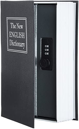 Amazon Basics Caja de seguridad en forma de libro - Cerradura con combinación, Grande, Negro