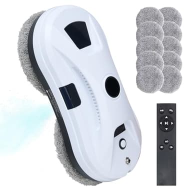 Umelee Robot Limpiacristales Automático, Rociado de Agua Automático y Planificación de Ruta, 2800 Pa Succión, Mando a Distancia, 10 Paños de Limpieza, para Ventanas Altas, Azulejos y Cristal