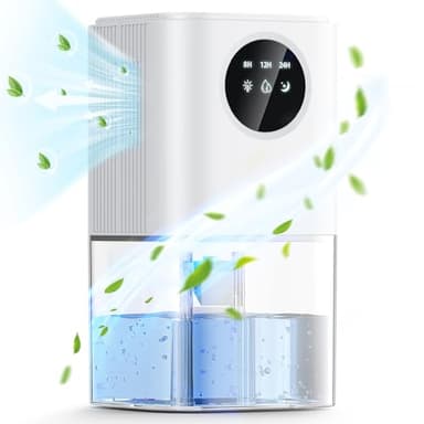 Deshumidificador Silencioso Bajo Consumo 1.8L - Deshumidificador Eléctrico Portátil con Modo Suspensión, Temporizador 24h y Apagado Automático - Ideal para Baño, Dormitorio y Armarios(580ml/día)