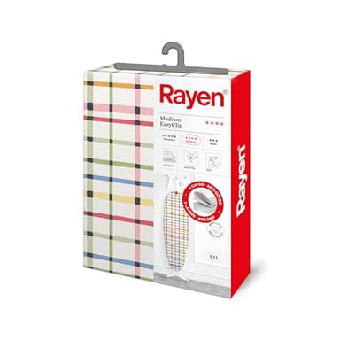 Rayen | Funda Tabla de Planchar Universal | Funda de Planchar Ajuste EasyClip | 3 capas: Espuma, Muletón, tejido 100% Algodón | Gama Medium XXL | Medida: 150 x 55 cm | Estampado