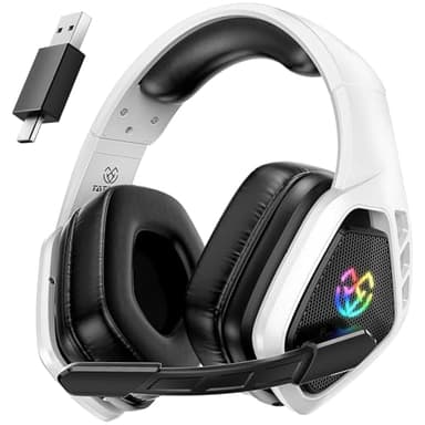 Tatybo Cascos Gaming Inalámbricos 7.1 para Ps5/Ps4/PC, Auriculares Bluetooth con Micrófono con Cancelación de Ruido, 2.4GHz USB-C, 40H+ Batería para Switch/Mac/Portátil