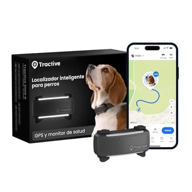 Tractive - GPS perros | 2025 Edición | N.º 1 del mercado | Localización en tiempo real | Alertas antifuga | Monitor de actividad | Avisos de salud | Seguimiento de ladridos (Negro)