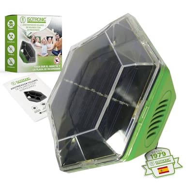 ISOTRONIC Ahuyentador ultrasónico Solar contra Palomas, gorriones, gaviotas, Cuervos, Gatos | con ultrasonidos y Flash | Espanta Gatos, Aves | Apto para balcón, jardín, terraza y Cultivo