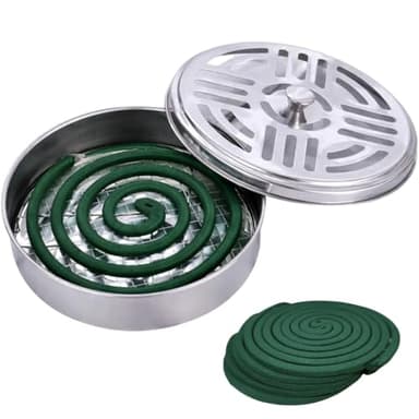 Soporte Metálico con 10 Espirales Antimosquitos con Citronela y Limón, Espirales Citroela Antimosquitos, Repelente Citronela | Protección Exterior 6-8 Horas, Protección Natural, Aroma Agradable