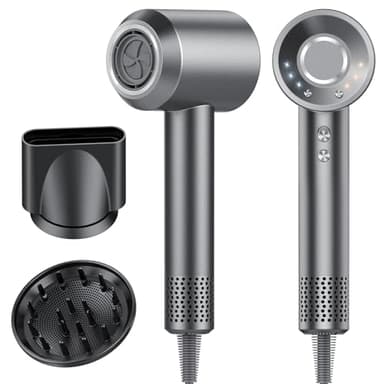 Secador de Pelo, Secador Pelo Profesional Iónico Portátil 160000 RPM, Secado Rápido, 500M Iones, Control de Temperatura, Con Difusor Magnético y Boquilla, 4 Niveles de Temperatura y 3 Velocidades