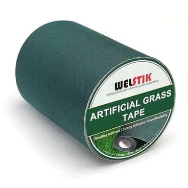 WELSTIK Cinta para costura de césped artificial 15 cm x 10 m - Para fijar alfombras de césped en un suelo plano - Color verde