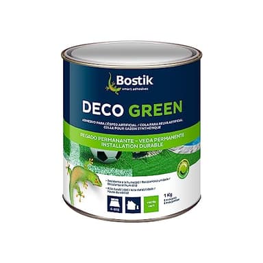 Bostik Adhesivo para Todo Tipo Materiales, césped artificial Monocomponente Deco Green de alta duración, Tecnología MSP, Verde Bote de 1 kg