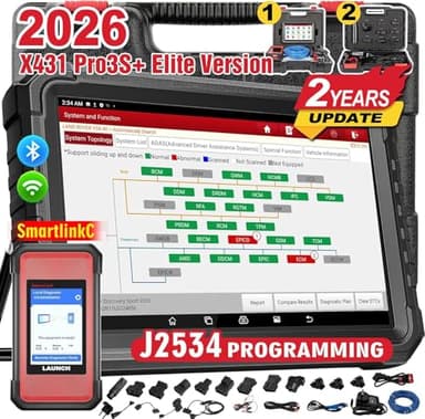 LAUNCH X431 PRO3S+ Elite SmartlinkC Profesional Diagnosis Coche Multimarca con Sistema Completo Bidireccional 55+ Reinicio ECU Codificación FCA OE Mapa topológico Escáner Diagnóstico CANFD/DOIP/J2534