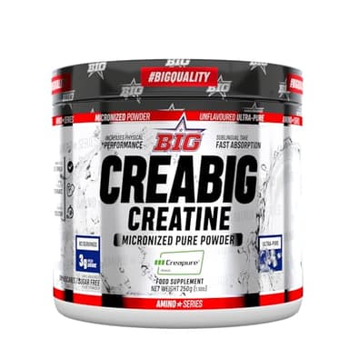BIG - Creatina Creapure ® - Creatina Monohidratada Creapure, Rendimiento Físico y Recuperación - Materia Prima Premium - Monohidrato de Creatina de Rápida Absorción, Vegana (250g, Ultra Pure (neutro)