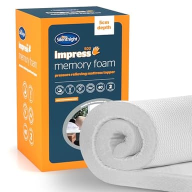 Silentnight Impress 549516GE - Cubrecolchón ortopédico de Lujo de 5 cm de Grosor para Dolor de Espalda y Cuello, Funda extraíble Lavable, tamaño Doble, Color Blanco