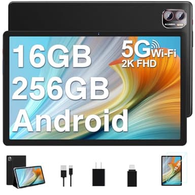 BIEGEDY Tablet 10.36 Pulgadas Pantalla 2K,8600 mAh / 16GB RAM + 256GB ROM + TF 1TB / Octa-Core 2.0 GHz / 2000 x 1200 Pixels / 5G WiFi/Bluetooth 5.0/ 5MP + 13MP,Tablet con Funda Negro