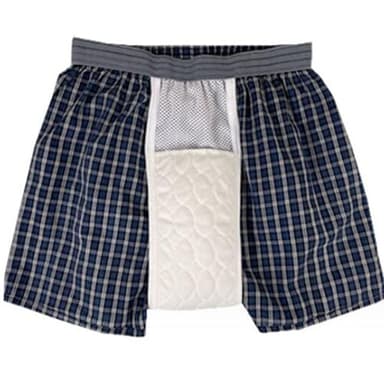 CSGTUO Calzoncillo para La Incontinencia Urinaria para Hombre de Algodón Calzoncillos Boxer de Incontinencia Lavable Reutilizable Calzoncillos de Protección de Prueba de Fugas Incontinencia,L,Blue