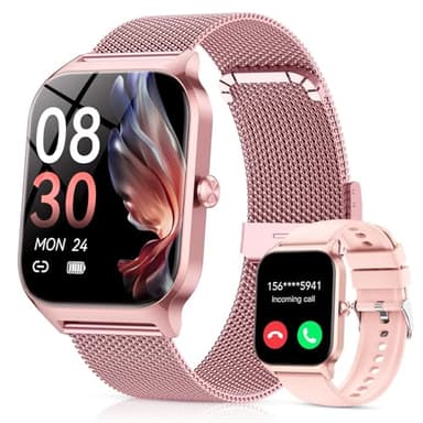 CASCHO Reloj Inteligente Mujer,1.85" HD Smartwatch con Llamadas,120+ Modos Deportes, Monitor Cardiaco y Sueño, Whatsapp Llamadas Bluetooth, Regalo Mujer, Android/iOS, Oro Rosa