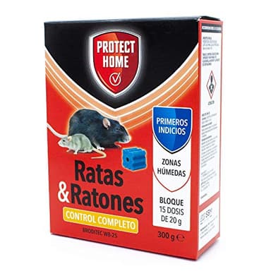 Protect Home atrayente de ratas y ratones, en formato de bloque de Alta eficacia y atracción, Zonas humedas, Ratas y Ratones
