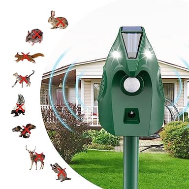Repelente Ultrasónico para Gatos Exteriores, Repelente Palomas Ultrasónico Solar, Ahuyentador de Pajaros Animales, Carga USB Repelente Gatos Jardín Auyentar Perros, Palomas, PáJaros