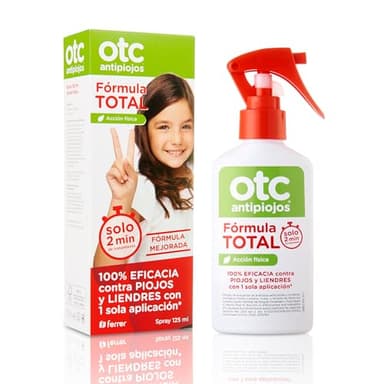 OTC Antipiojos Fórmula Total, Elimina en 2 Minutos el 100% de Piojos y Liendres, Tratamiento Pediculicida Sin Insecticida, 1 Única Aplicación, Apto a Partir de 1 Año, Spray 125 ml