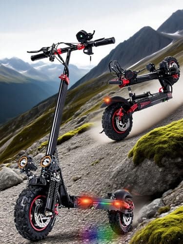 PLAYBIK 11" Patinete Eléctrico Adulto Todo Terreno Scooter - Autonomía de 34 Millas, 48V 18AH Batería Grande,Doble Suspensión & Doble Freno, Altura Ajustable, Regalo Navideño para Jóvenes