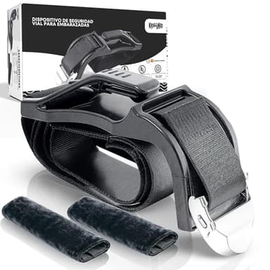 KRUGGALOO® Pack de Cinturon Embarazada Coche Homologado + 2 Almohadillas de cinturón embarazada coche | Accesorios Coche | Adaptador Cinturón | Embarazo | Cinturón embarazo | Seguridad bebe.