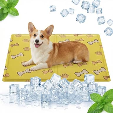 Qoosea Alfombra Refrescante para Perro Gato, Manta Refrigerante No Tóxicas para Animales Pet Cooling Mat, Plegable Alfombrilla de Refrigeración Automática Esterilla de Gel de Dormir Suave - 50 * 65CM
