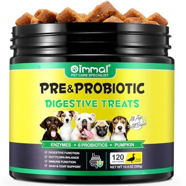 Probióticos para Perros como golosina, Mejora la digestión y el Sistema inmunológico, Desarrollo de la microflora intestinal del Perro, 120 deliciosos Aperitivos (75 g) con Aroma de Pato, para el
