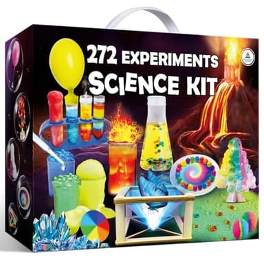 UNGLINGA 272 Kits de experimentos para niños, kit de química, caja de experimentos, juguetes para niños, regalos para niños, kit de química volcán, cristal, magia, física, proyecto de laboratorio de