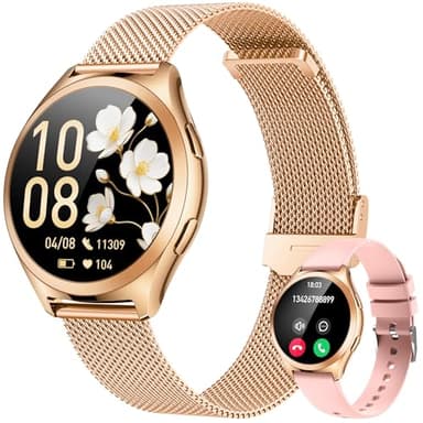 Smartwatch Reloj Inteligente Mujer con llamada: 1.27"Pantalla Táctil Smart Watch Bluetooth con Frecuencia Cardíaca SpO2 Sangre Presión Arterial Sueño 100+ Deportivos IP68 Impermeable para iOS Android